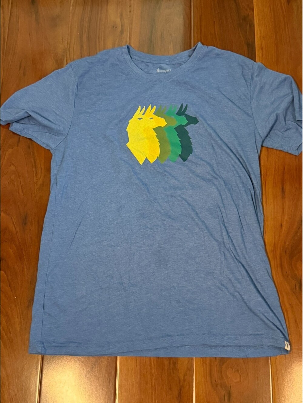 Cotopaxi Mens Llama Graphic Tee Shirt Navy Blue Short Sleeve SZ M